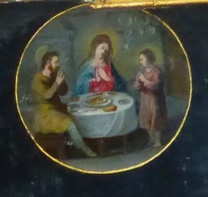 retable, la sainte famille à table, N.lockhart