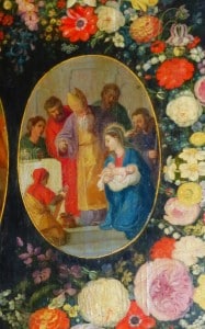 retable , présentation Jésus au temple, avec fleurs, N.lockhart
