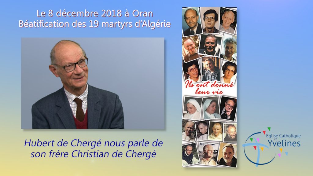 Un témoignage tout en nuances et en vérité sur la vie et le testament spirituel de Christian de Chergé, martyr d'Algérie béatifié le 08 décembre 2018. 
Versaillais, Hubert de Chergé poursuit inlassablement le dialogue avec les musulmans à l'exemple de son frère.