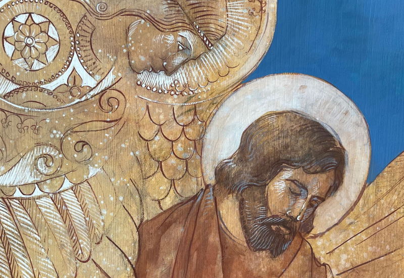 Parmi les quatre artistes finalistes de l’appel à candidature lancé par le diocèse pour choisir celui ou celle qui allait décorer la nouvelle église de Voisins-le-Bretonneux, c’est Augustin Frison-Roche qui remporte la préférence des paroissiens et du jury diocésain sous la présidence de notre évêque, Mgr Luc Crepy.